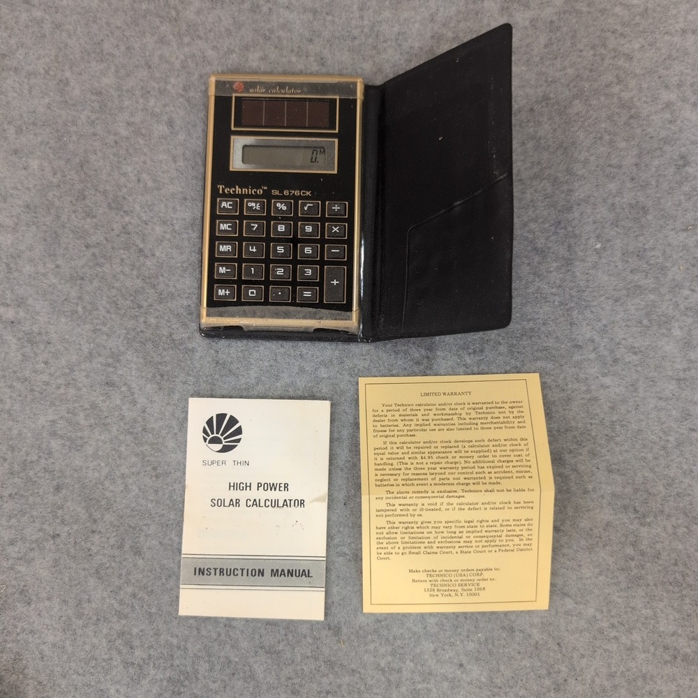 Technico SL676CK Solar Calculator Pocket Size with Case Instruction Manual - Picture 4 of 4